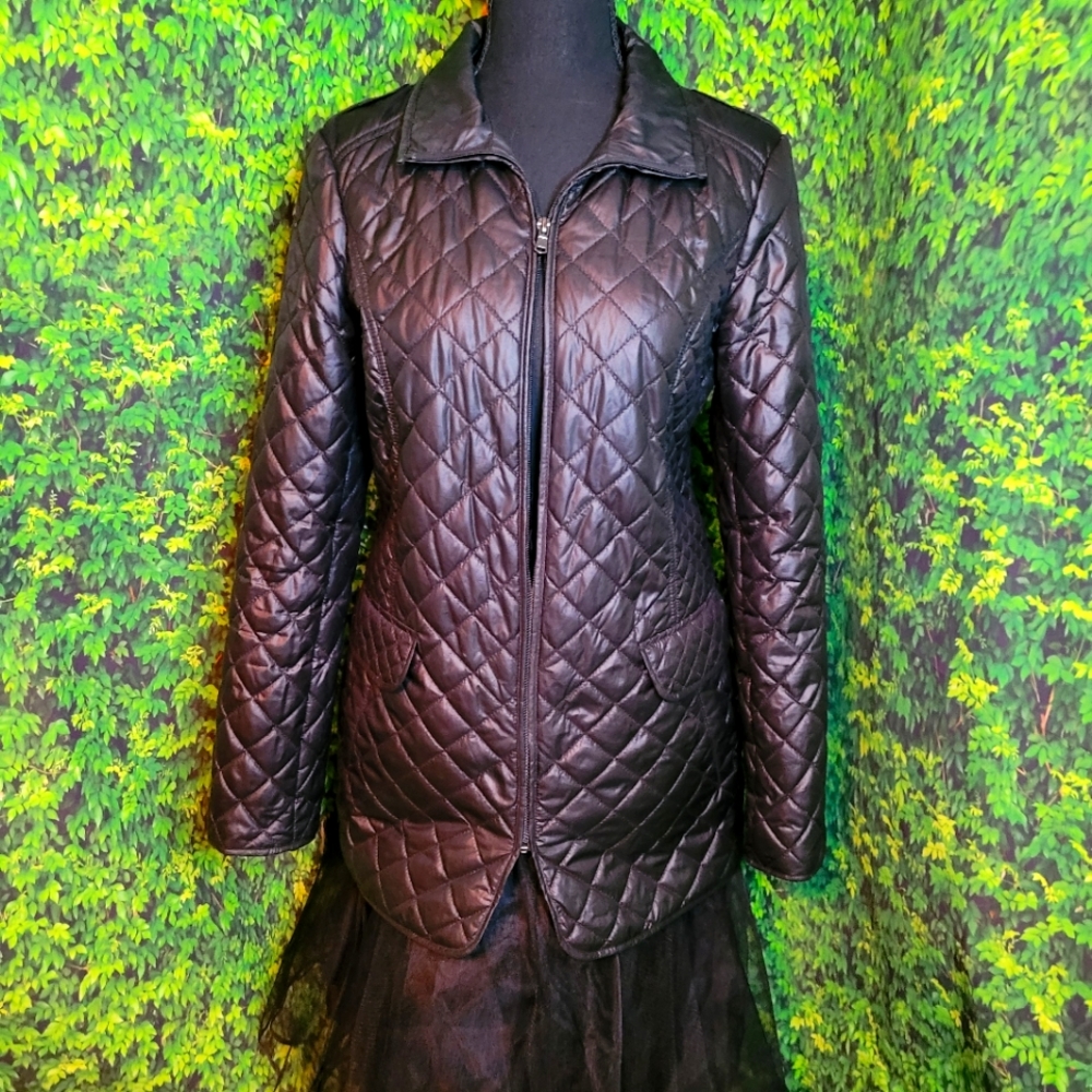 Lightweight Liz Claiborne zip front Black Jacket Size-S